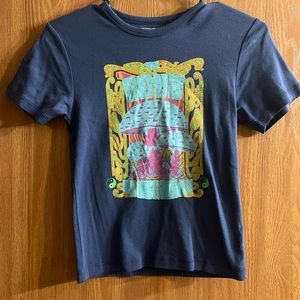 BDG psychedelic mushroom blue shirt